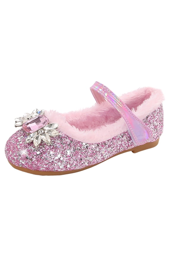 Little Girls Shoes Comfortable Shoes Girls Princess Flat Shoes With Diamonds Flats Dress Shoes,Sizes 10 Little Kid
