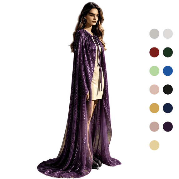 JTieacloth Long Hooded Cloak for Women, Full Length Party Cloak Holiday Dress Up