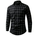 thumbnail image 1 of JTieacloth Long Sleeve Collar Shirt Men's Slim Fit Plaid Casual Shirt For Daily Wear In Spring Summer Autumn Black, 1 of 4