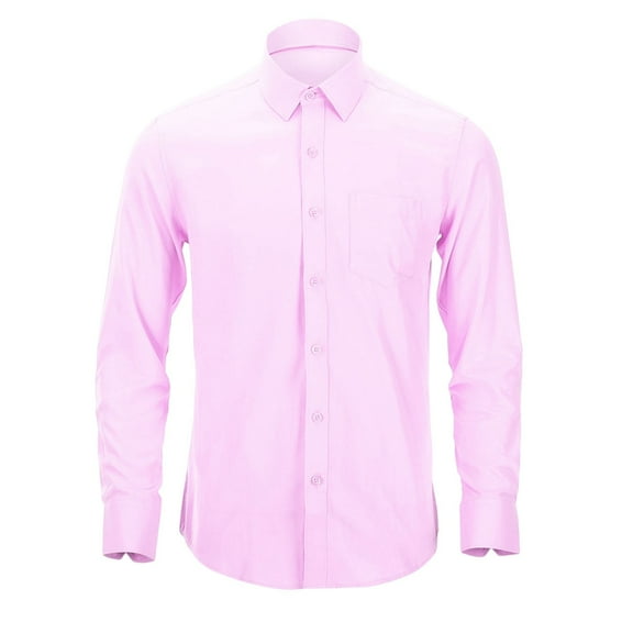 JTieacloth Long Sleeve Dress Shirts Combed Men's Long Sleeve Dress Shirt Striped Casual Formal Business Wear Slim Fit Comfortable Pink