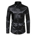 thumbnail image 1 of JTieacloth Long Sleeve Dress Shirts Mens Fashion Trend Solid Satin Long Sleeve Shirt Black, 1 of 4
