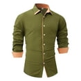 thumbnail image 1 of JTieacloth Long Sleeve Dress Shirts Mens Spring And Autumn Fashion Casual Lapel Collar Colored Long Sleeve Shirt Green, 1 of 5