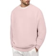 thumbnail image 1 of JTieacloth Long Sleeve Sweaters Men's Knit Sweater Coat Winter Warm Soft Long Sleeve Round Neck Casual Pullover Oversized Cozy Outwear(Pink), 1 of 5