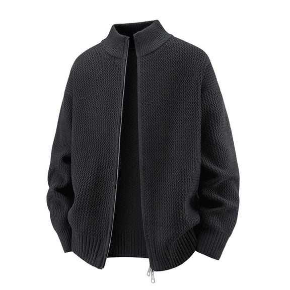 JTieacloth Long Sleeve Sweaters Men's Sweater Coat Winter Warm Knit Cardigan Long Sleeve Stand Collar Casual Outwear Stylish Pullover For Fall And Spring(Black)