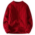 thumbnail image 1 of JTieacloth Long Sleeve Sweaters Men's Sweater Round Neck Loose Knit Sweater Lazy Thick Long Sleeved Pullover(Red), 1 of 3