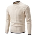 thumbnail image 1 of JTieacloth Loose Fit Cardigan Sweaters Men's Autumn And Winter Crew Neck Pullover Sweater(Beige), 1 of 3