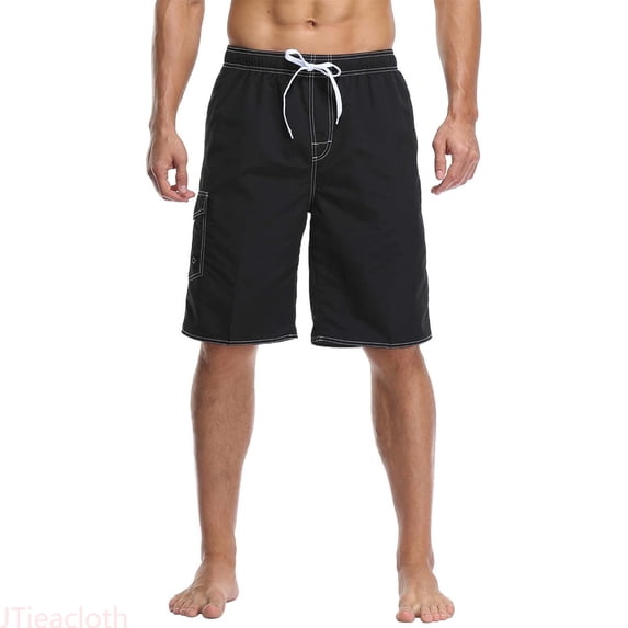 JTieacloth Men'S Quick Drying Swimming Trunks With Mesh And Beach Board Shorts With Pockets Summer Mens Cargo Shorts Black