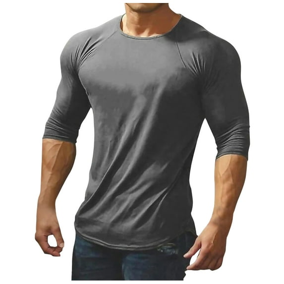 JTieacloth Men T Shirts Fashion Designer Slim Fit Spring And Summer Casual Solid Men's Round Neck Long Sleeve T Shirt Slim Fit Youth T Shirt