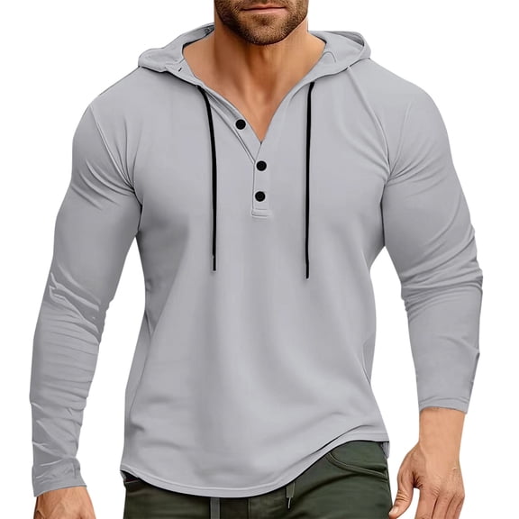 JTieacloth Men Warm Lined Hooded Men's Sports Fitness Hooded Long Sleeved T Shirt Border Hoodie Top Foreign Trade American Shirt Top Gray