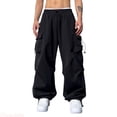 thumbnail image 1 of JTieacloth Men's Baggy Cargo Pants Trendy Casual Cargo Pants Loose Fit Harem Joggers with Pockets for Streetwear Mens Cargo Pants Black, 1 of 7