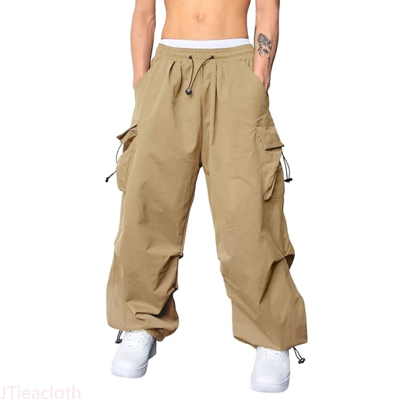 JTieacloth Men's Baggy Cargo Pants Trendy Casual Cargo Pants Loose Fit Harem Joggers with Pockets for Streetwear Mens Cargo Pants Yellow