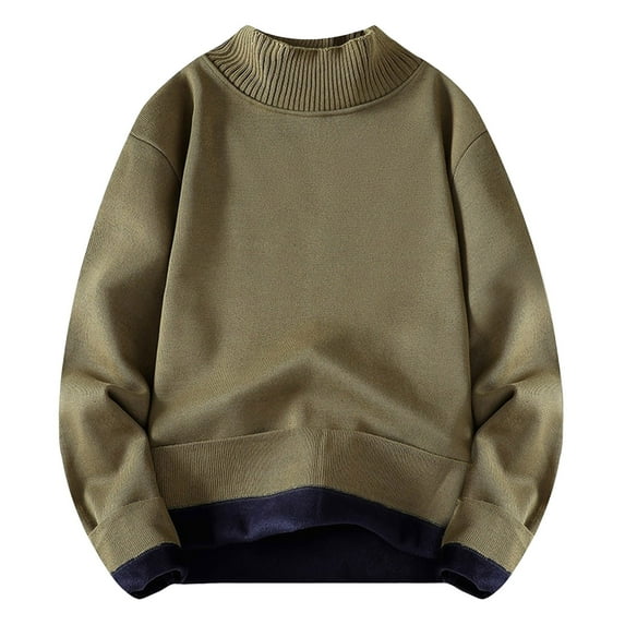 JTieacloth Men's Cardigan Sweaters Men's Winter Fleece Lined Sweater Coat Warm Half Turtle Neck Knitted Pullover Thermal Thickened Casual Outwear(Green)