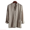 thumbnail image 1 of JTieacloth Men's Casal Cotton And Linen Hemp Long Blouse Top Button Up Dress Shirt Yellow, 1 of 4