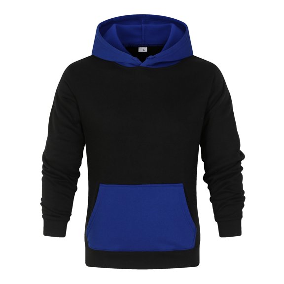 JTieacloth Men's Color Block Pullover Hoodie Long Sleeve Casual Sweatshirt with Pocket Blue