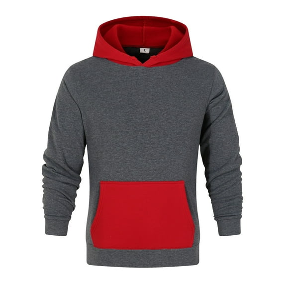 JTieacloth Men's Color Block Pullover Fleece Hoodie Long Sleeve Casual Sweatshirt with Pocket Gray