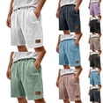 thumbnail image 1 of JTieacloth Men's Corduroy Casual Shorts, Solid Color Flat Front Summer Shorts Elastic Waist with Pockets(Green), 1 of 7