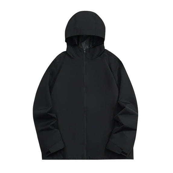 JTieacloth Men's Fleece Coats Men Solid Color Hooded And Windproof Jacket With Zipper Cardigan Casual And Loose Sports Jacket Black