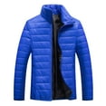 thumbnail image 1 of JTieacloth Men's Jacket Men Autumn Winter Coat Jacket Cotton Stand Zipper Warm Winter Thick Long Sleeve Zipper Pocket Coat Jacket Blue, 1 of 5