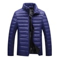 thumbnail image 1 of JTieacloth Men's Jacket Men Autumn Winter Coat Jacket Cotton Stand Zipper Warm Winter Thick Long Sleeve Zipper Pocket Coat Jacket Blue, 1 of 5
