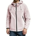 thumbnail image 1 of JTieacloth Men's Jacket Men's Casual Jacket Windproof Outdoor Hiking Coat Loose Fit Hooded Pocket Lightweight All Season Travel Sports Jacket Pink, 1 of 4