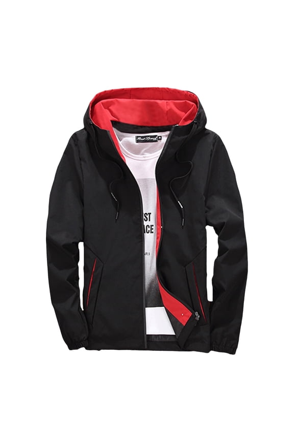 Men's Jackets Coats Male Fashion Casual Youth Handsome Hooded Jacket Black