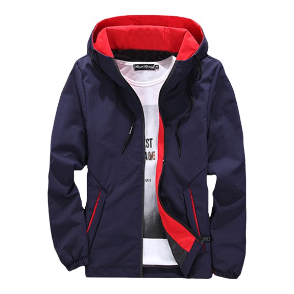 JTieacloth Men's Jackets Coats Male Fashion Casual Youth Handsome Hooded Jacket Blue