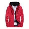 thumbnail image 1 of JTieacloth Men's Jackets Coats Male Fashion Casual Youth Handsome Hooded Jacket Red, 1 of 5