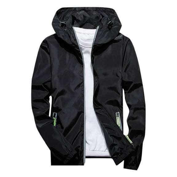 JTieacloth Men's Jackets Coats Men's And Women's Casual Outdoor Sports Jacket Lightweight Water Windbreaker For All Seasons Black