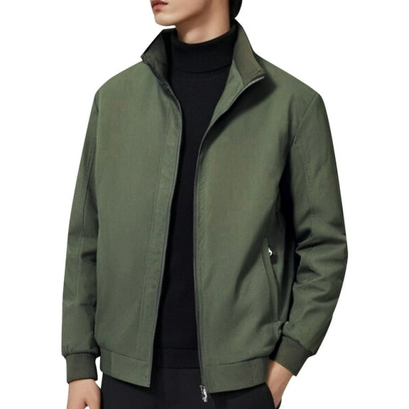 JTieacloth Men's Jackets Coats Men's Casual Jackets For Daily Wear Outdoor Activities And Riding Long Sleeve Zip Up Solid Jackets For Spring And Autumn Fashion Green