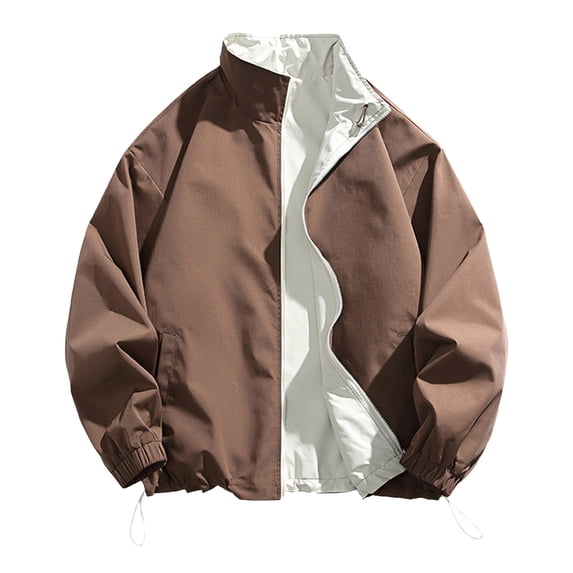 JTieacloth Men's Jackets Coats Men's Flight Jacket Lightweight Windbreaker Full Zip Casual Jacket Brown