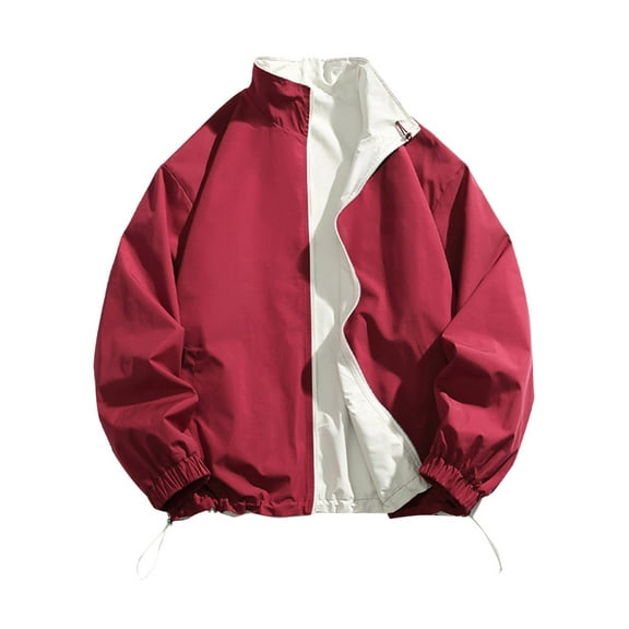 JTieacloth Men's Jackets Coats Men's Flight Jacket Lightweight Windbreaker Full Zip Casual Jacket Red