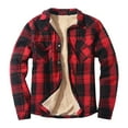 thumbnail image 1 of JTieacloth Men's Jackets Coats Mens Autumn And Winter Fashion Casual Sanding Plaid Pocket Lambswool Buckle Composite Coat Jacket Thick Coat Red, 1 of 4