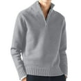 thumbnail image 1 of JTieacloth Men's Knit Pullover Sweater Male Casual Simple Bottom Sweater Solid Color Warm Wool Knit Half Zip Long Sleeve Sweater(Gray), 1 of 4