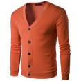 thumbnail image 1 of JTieacloth Men's Knit Pullover Sweater Male Solid Color V Neck Cardigan Sweater Male Casual Slim Fit Long Sleeved Knitted Sweater(Red), 1 of 3
