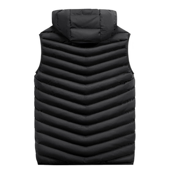 JTieacloth Men's Lightweight Jacket Men's Autumn&Winter Solid Color Sleeveless Zipper Hooded Vest Parkas Black