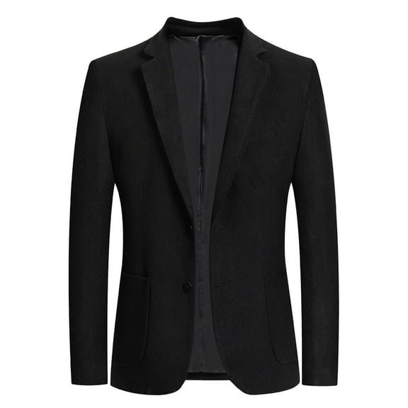 JTieacloth Men's Lightweight Jacket Mens Autumn And Winter Casual Single Breasted Suit Collar Pocket Wool Woolen Coat Small Blazer Windbreaker Black