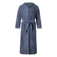 thumbnail image 1 of JTieacloth Men's Long Spa Robe Men's Striped Bathrobe Coral Velvet With Cap Absorbent Quick Drying Fashion Simple Blue, 1 of 5