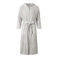 thumbnail image 1 of JTieacloth Men's Long Spa Robe Men's Striped Bathrobe Coral Velvet With Cap Absorbent Quick Drying Fashion Simple Gray, 1 of 5