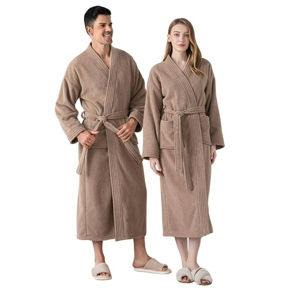 JTieacloth Men's Loungewear Winter New Half Flannel Men's Thickened Robe Long Furry Home Wear Bathrobe Man Yellow