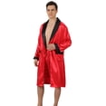 thumbnail image 1 of JTieacloth Men's Nightgown Male Robe Satin Bathrobe With Shorts Set Pajamas Silky Kimono Robe Red, 1 of 6