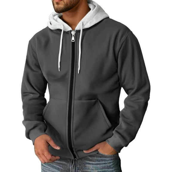 JTieacloth Men's Outerwear Coats Men's Lightweight Windbreaker Hooded Jacket Breathable Raincoat Outdoor Sportswear Hiking Running Coat With Zippered Pockets Gray