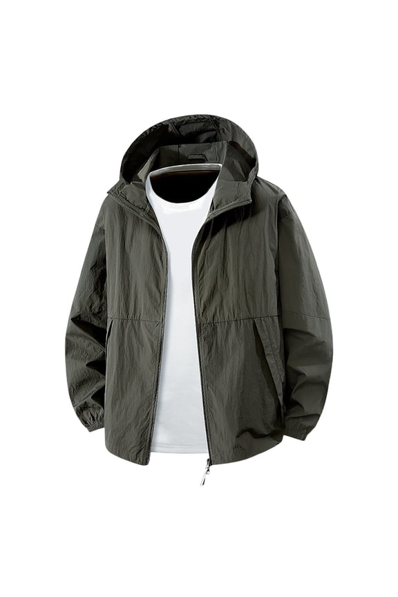 Men's Outerwear Coats Men's Loose Fit Hooded Sun Protective Jacket With U V Prote Ction For Summer Outdoor Activities Green