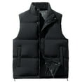 thumbnail image 1 of JTieacloth Men's Outerwear Jackets Coats Solid Color Concealed Zipper Vest Padded Warm Sleeveless Quilted Jacket Winter Outdoor Insulated Layer Black, 1 of 4