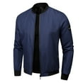 thumbnail image 1 of JTieacloth Men's Outerwear Jackets Men Casual Autumn And Winter Coat Jacket Long Sleeve Pockets Coat Top Jacket Zipper Print Coat With Pockets Blue, 1 of 5