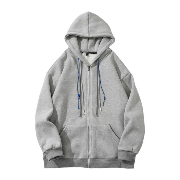 JTieacloth Men's Outerwear Jackets Men's Casual Hooded Zip Up Jacket Lightweight Comfortable Pullover Sweatshirt For Everyday Wear Outdoor Activities Gray