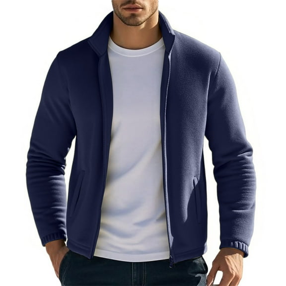 JTieacloth Men's Outerwear Jackets Men's Jackets & Coats Thickened Thermal Jacket Double Sided Windbreaker Inner Coat For Autumn And Winter Wear Blue