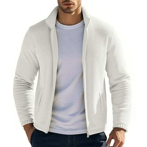 JTieacloth Men's Outerwear Jackets Men's Jackets & Coats Thickened Thermal Jacket Double Sided Windbreaker Inner Coat For Autumn And Winter Wear White