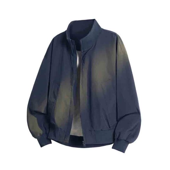 JTieacloth Men's Outerwear Men's Casual Stand Up Collar Loose Plus Size Jacket For Autumn And Winter 2025 Blue