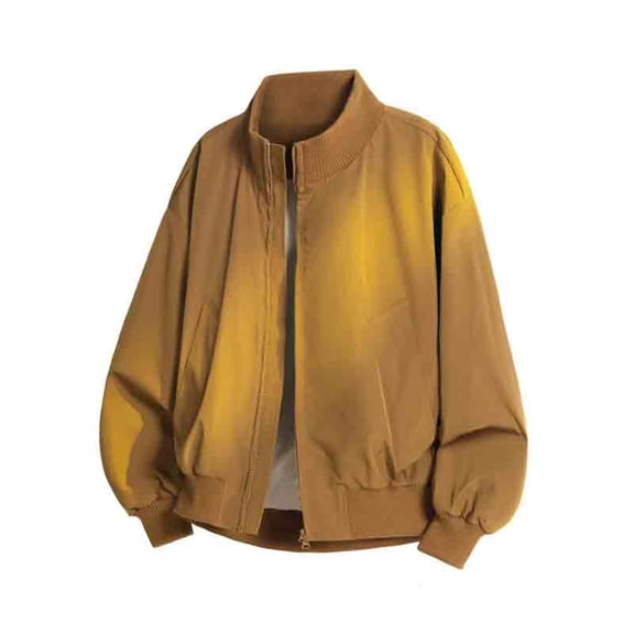 JTieacloth Men's Outerwear Men's Casual Stand Up Collar Loose Plus Size Jacket For Autumn And Winter 2025 Brown