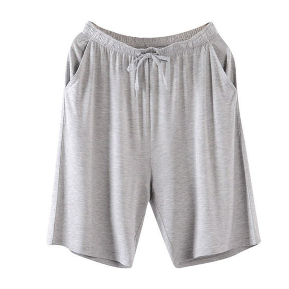 JTieacloth Men's Pajama Shirts Mens Summer Casual Comfortable Pajamas Underwear Cropped Pants Thin Home Clothes Home Pants Gray